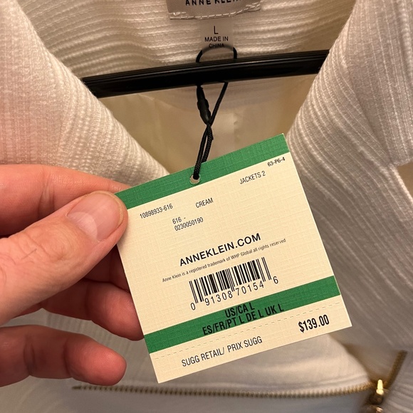 Women’s Anne Klein White Jacket with Gold Large NWT - Picture 7 of 7